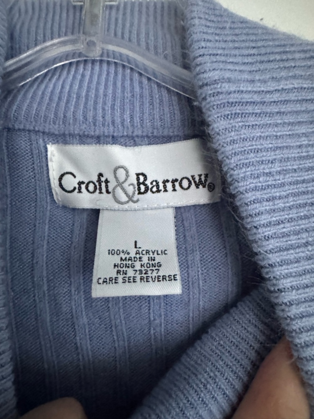 croft & barrow Light Blue Cable Mock Neck Sweater - Picture 2 of 2